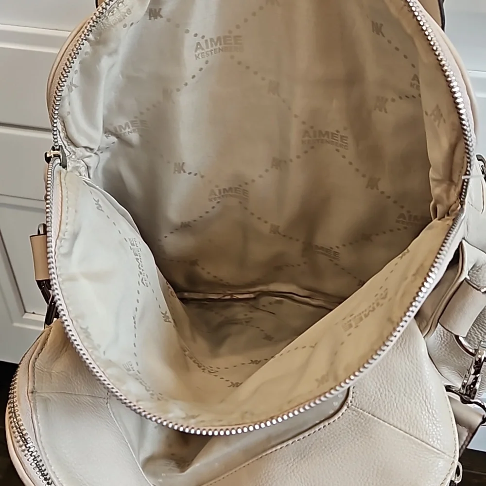 NEW Aimee Kestenberg cream Leather Lucy Satchel w/Front Pockets